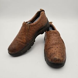 Roper Shoes Women US 6.5 EU 37 Clog Brown Ostrich Low Top Slip On Loafer